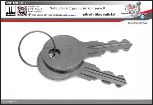 Náhradní Klíče k zámku pro nosiče kol K004