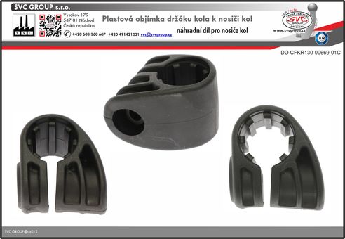 objímka držáku kola k nosiči na tažné zařízení. 