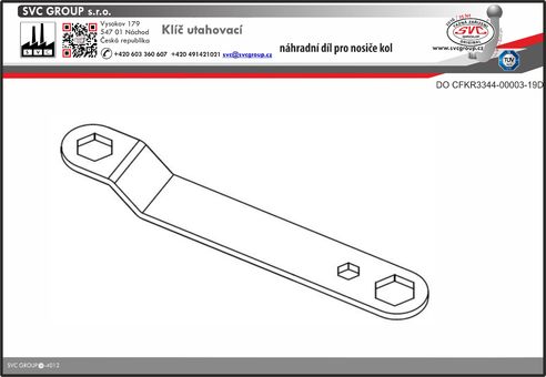 Klíč pro montáž nosiče kol na tažné zařízení 