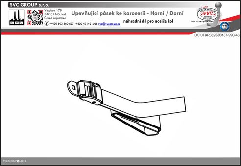 Upevňující pásek ke karoserii - horní / dolní pro držák 3 kol na zadní dveře vozu