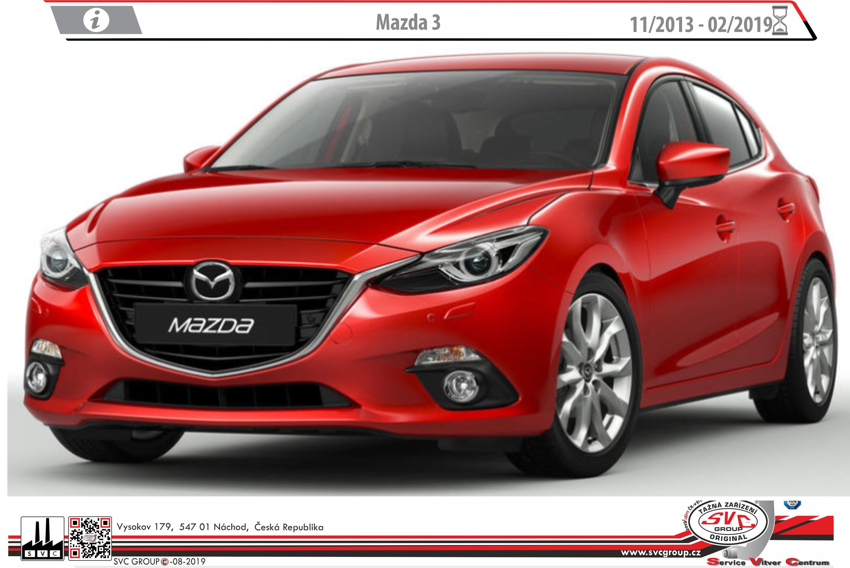 Tažné zařízení Mazda 3 Hatchback BM (11/2013>10/2019